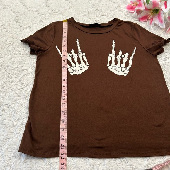 G Mini USA - Skeleton Rock On Short Sleeved T-Shirt Brown - Small - Picture 5 of 6